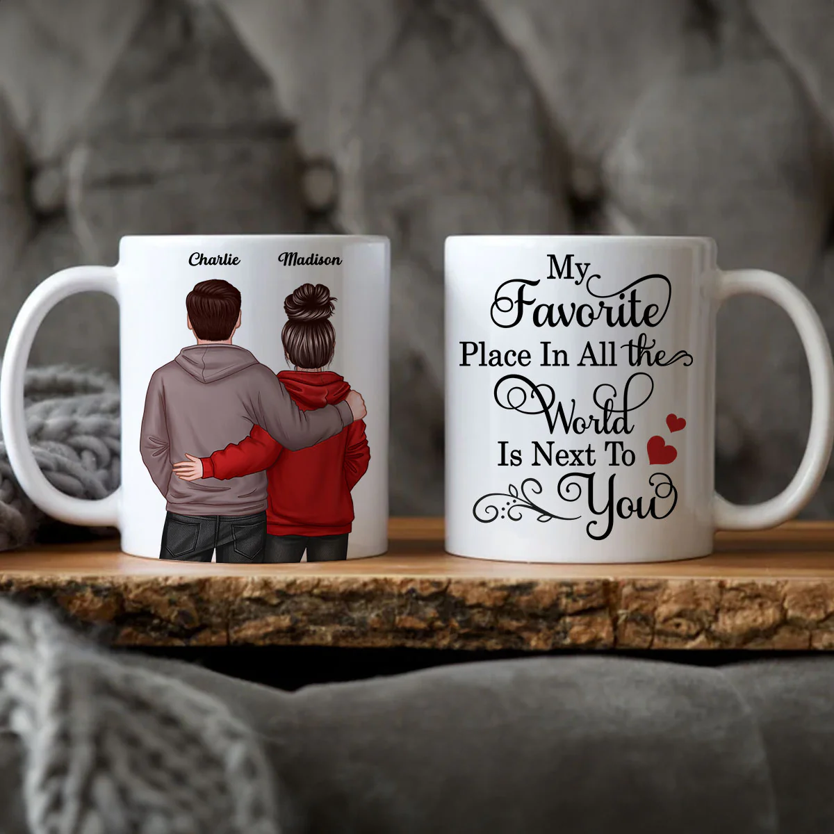 My Favorite Place In All The World Is Next To You, Couple Standing Together Personalized Mug, Gift for him, Gift for her - Image 3