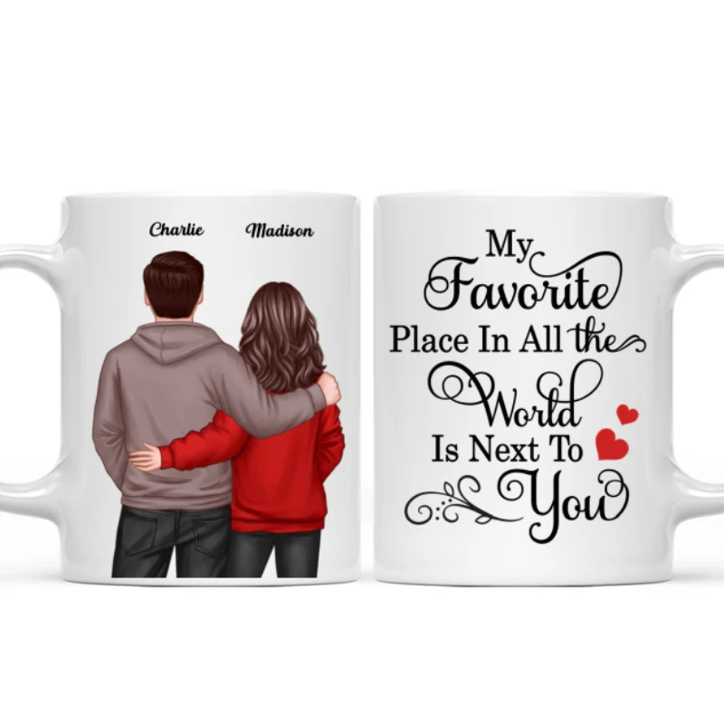 My Favorite Place In All The World Is Next To You, Couple Standing Together Personalized Mug, Gift for him, Gift for her - Image 7