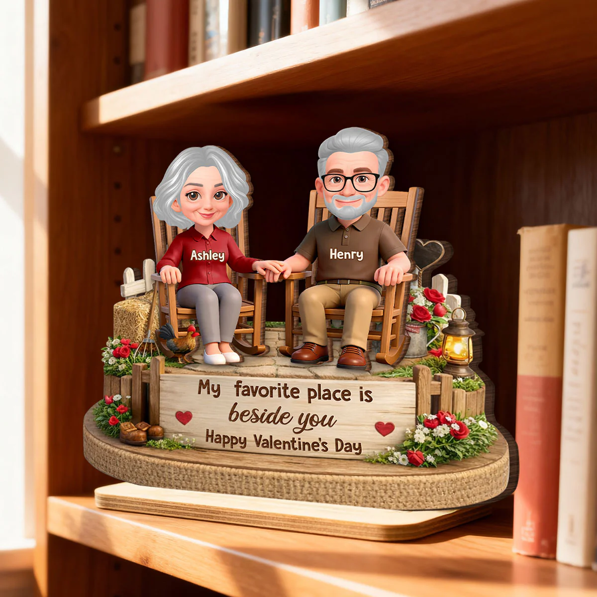 My Favorite Place is Beside You Farmhouse Couple - Personalized 2-Layered Wooden Plaque - Valentine's Day Gift for Her, for Him - Image 6