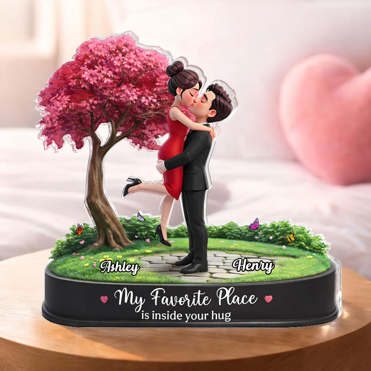 My Favorite Place is Inside Your Hug Couple Kissing - Personalized Acrylic Block Plaque - Valentine's Day Gift for Her, for Him - Image 2