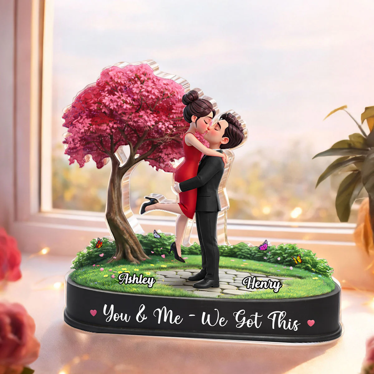 My Favorite Place is Inside Your Hug Couple Kissing - Personalized Acrylic Block Plaque - Valentine's Day Gift for Her, for Him - Image 3