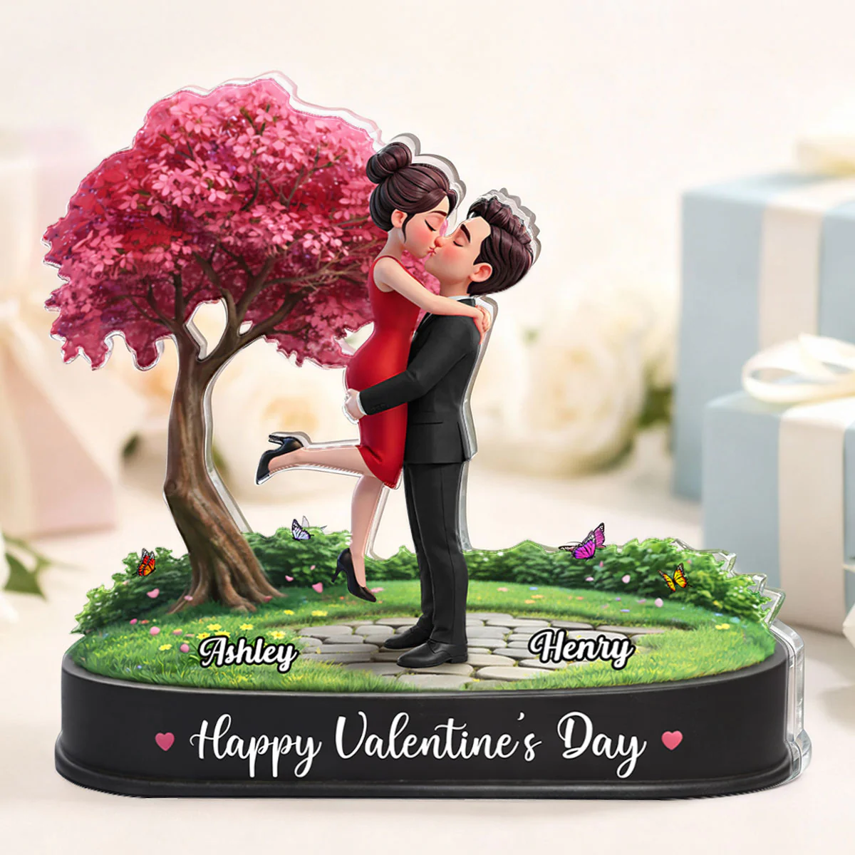 My Favorite Place is Inside Your Hug Couple Kissing - Personalized Acrylic Block Plaque - Valentine's Day Gift for Her, for Him - Image 4