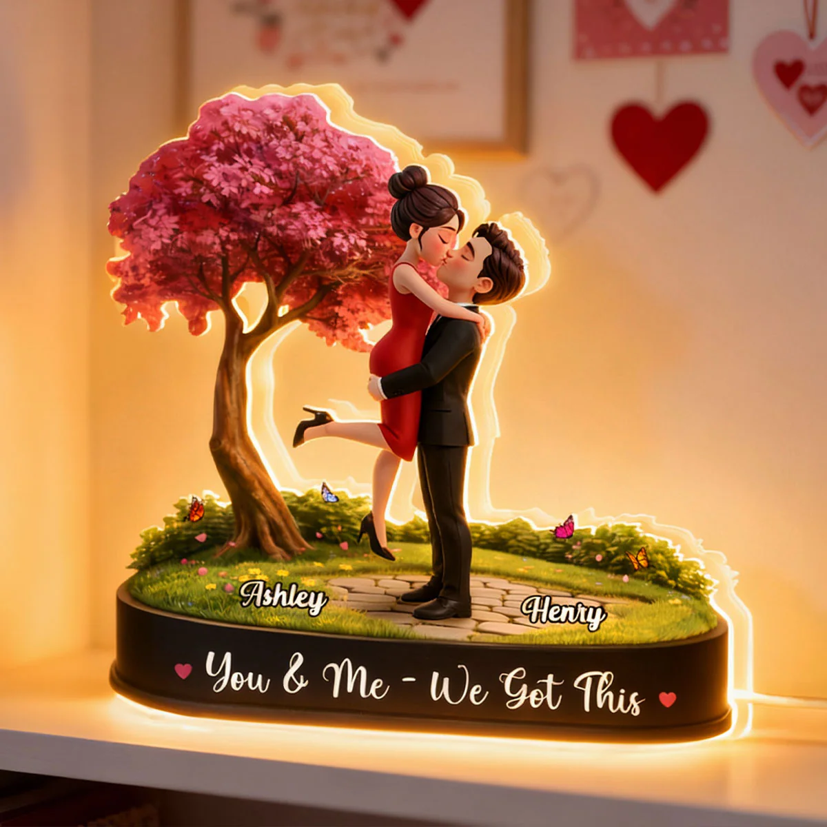 My Favorite Place is Inside Your Hug Couple Kissing - Personalized Light Box - Valentine's Day Gift for Her, for Him - Image 4
