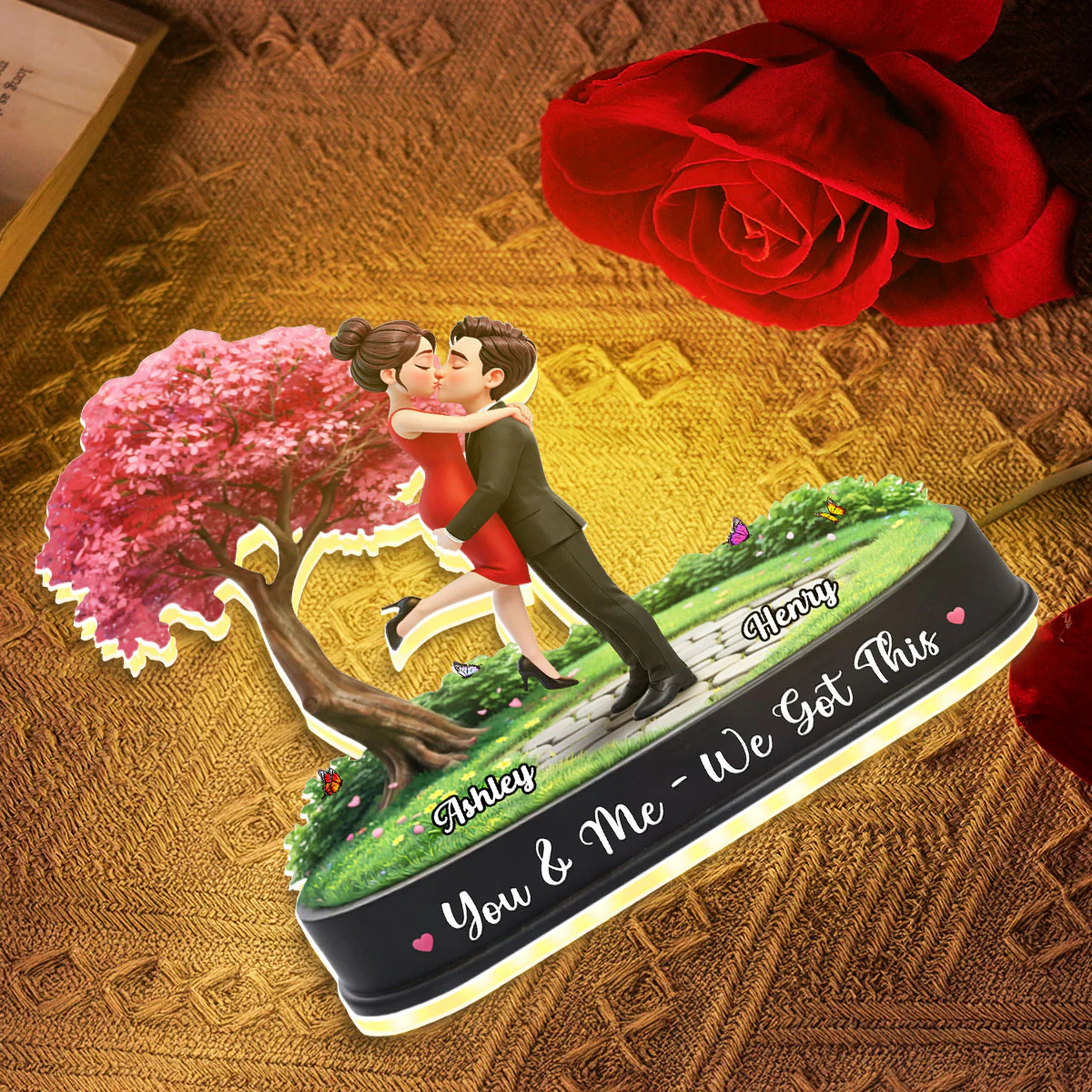 My Favorite Place is Inside Your Hug Couple Kissing - Personalized Light Box - Valentine's Day Gift for Her, for Him - Image 5