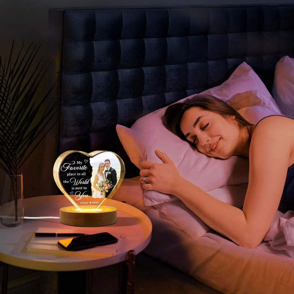 My Favorite Place Is Next To You Upload Photo Premium Crystal Heart LED, Personalized Couple Home Bedroom Decoration, Perfect Valentine's Gift For Her, For Wife, For Girlfriend, Free Delivery Included - Image 10