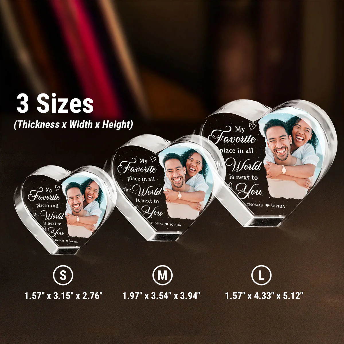 My Favorite Place Is Next To You Upload Photo Premium Crystal Heart LED, Personalized Couple Home Bedroom Decoration, Perfect Valentine's Gift For Her, For Wife, For Girlfriend, Free Delivery Included - Image 12