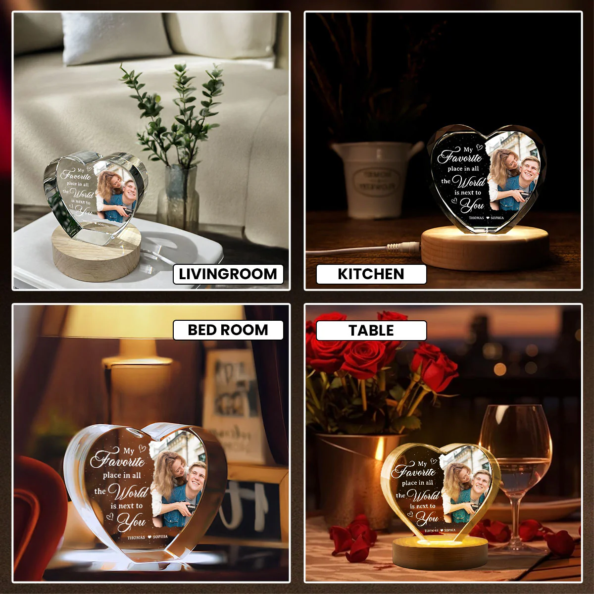 My Favorite Place Is Next To You Upload Photo Premium Crystal Heart LED, Personalized Couple Home Bedroom Decoration, Perfect Valentine's Gift For Her, For Wife, For Girlfriend, Free Delivery Included - Image 14