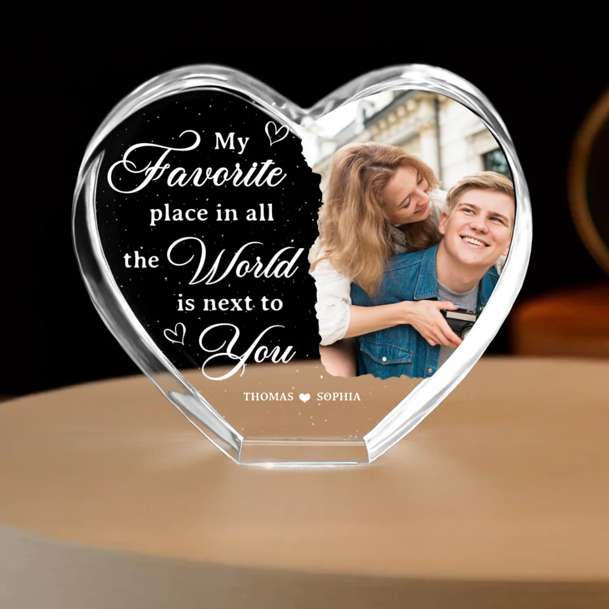My Favorite Place Is Next To You Upload Photo Premium Crystal Heart LED, Personalized Couple Home Bedroom Decoration, Perfect Valentine's Gift For Her, For Wife, For Girlfriend, Free Delivery Included - Image 15