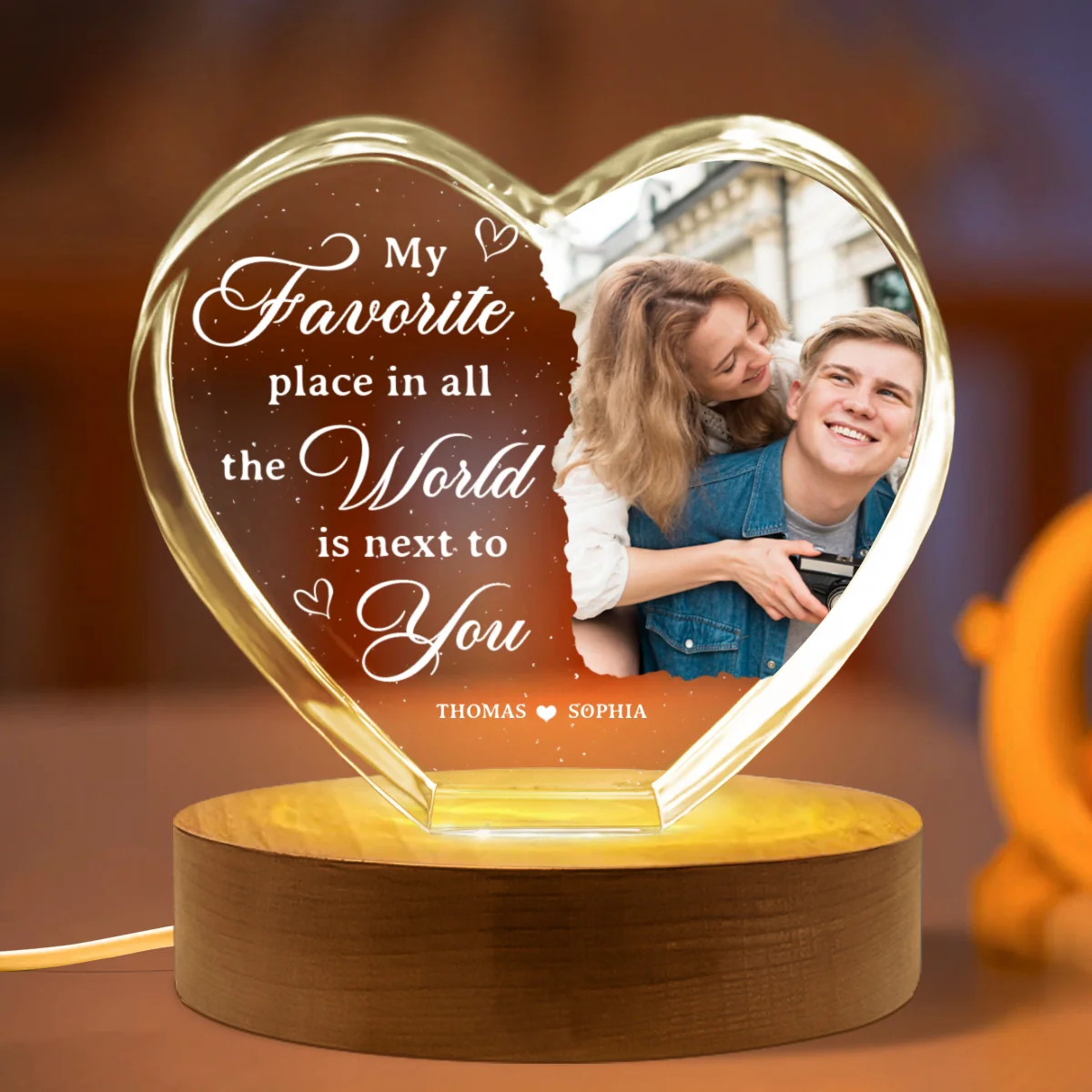 My Favorite Place Is Next To You Upload Photo Premium Crystal Heart LED, Personalized Couple Home Bedroom Decoration, Perfect Valentine's Gift For Her, For Wife, For Girlfriend, Free Delivery Included - Image 16