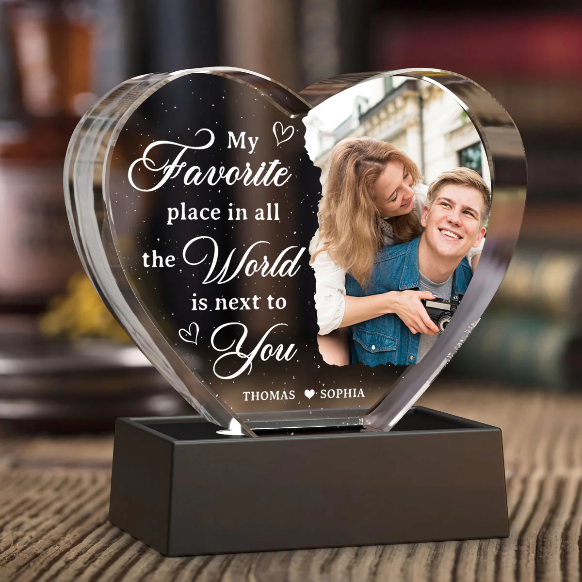 My Favorite Place Is Next To You Upload Photo Premium Crystal Heart LED, Personalized Couple Home Bedroom Decoration, Perfect Valentine's Gift For Her, For Wife, For Girlfriend, Free Delivery Included - Image 3
