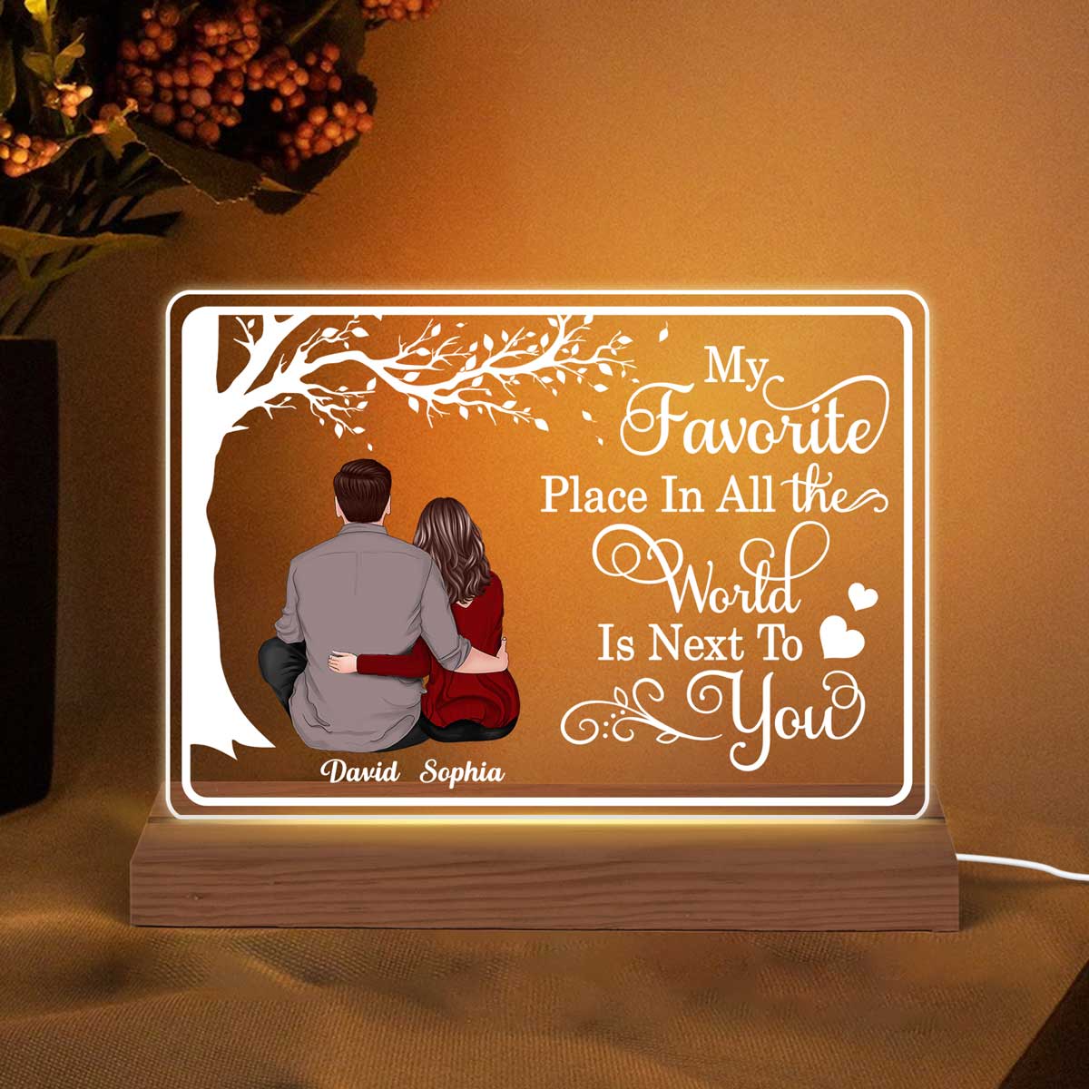 My Favorite Place Sitting Couple Personalized Custom Shape LED Night Light LED Lamp - Image 2