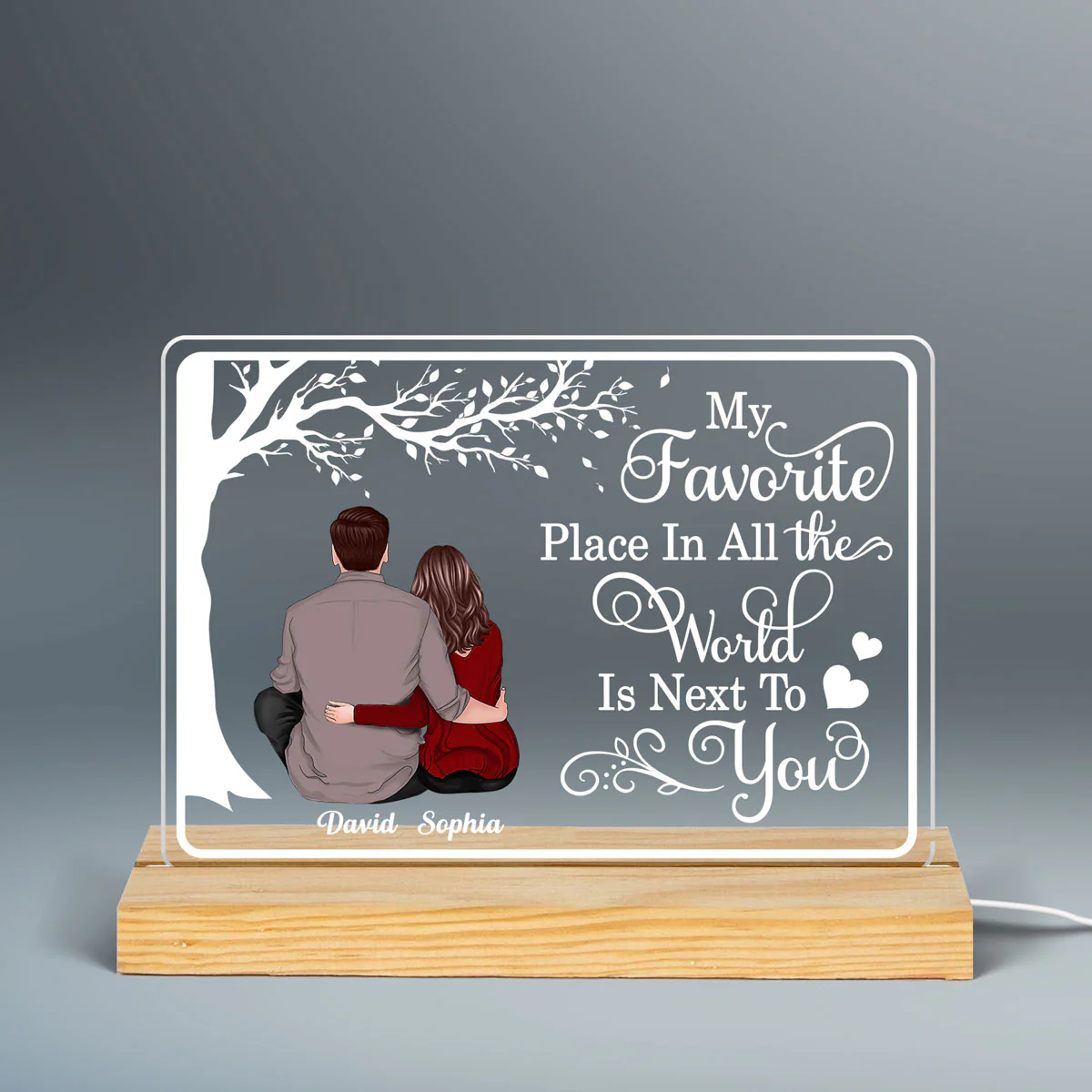 My Favorite Place Sitting Couple Personalized Custom Shape LED Night Light LED Lamp - Image 3