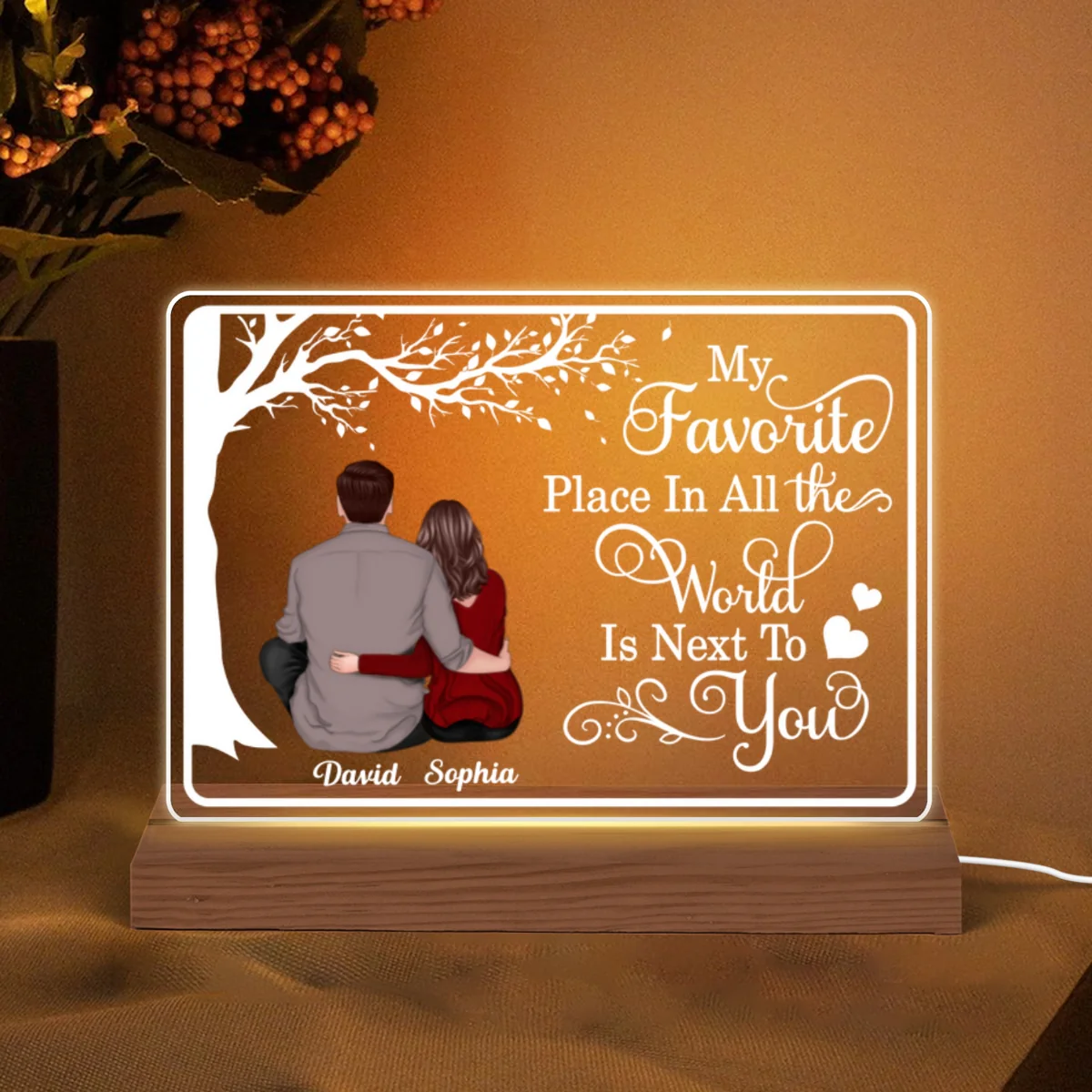 My Favorite Place Sitting Couple Personalized Custom Shape LED Night Light LED Lamp - Image 5