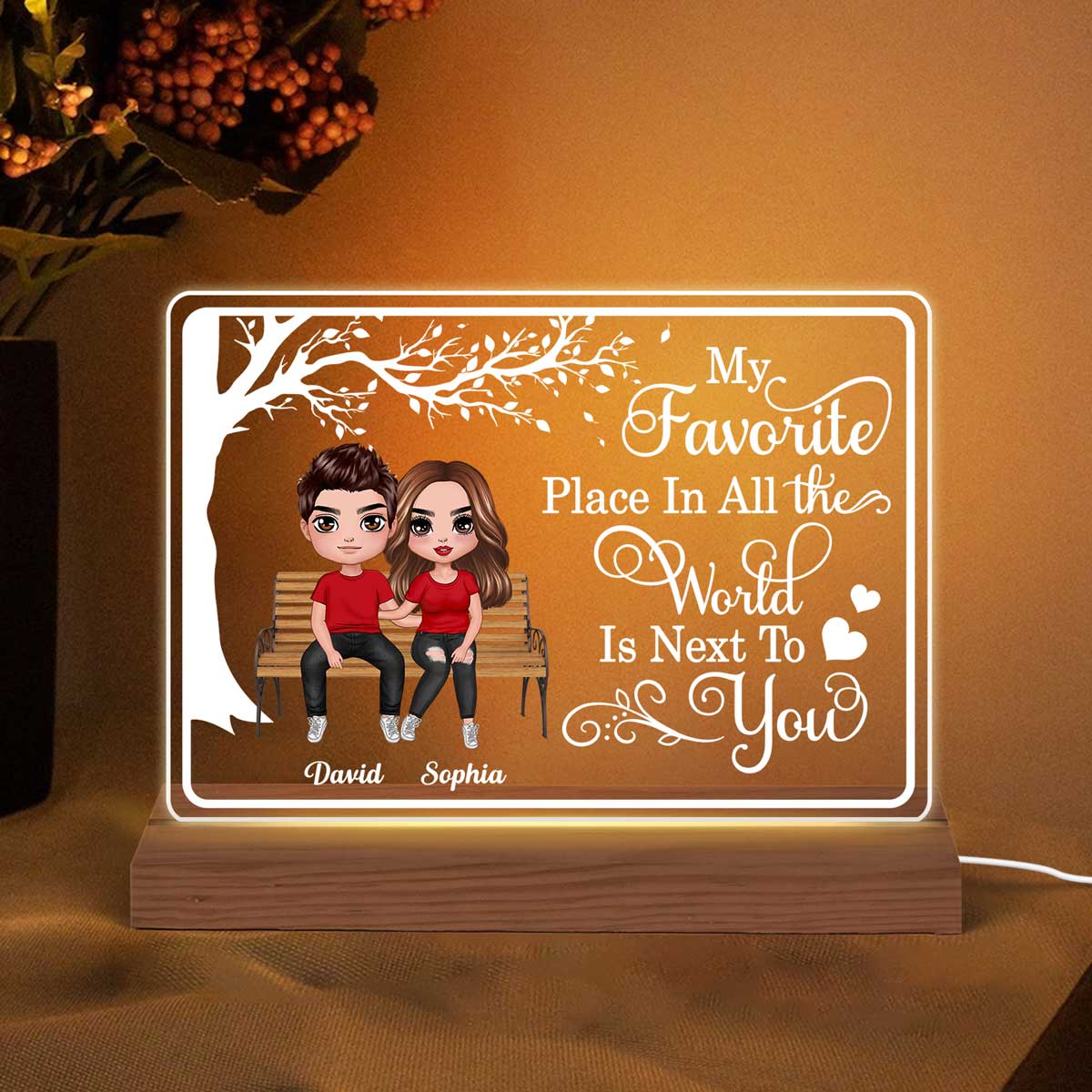 My Favorite Place Sitting Doll Couple Personalized Custom Shape LED Night Light LED Lamp - Image 2