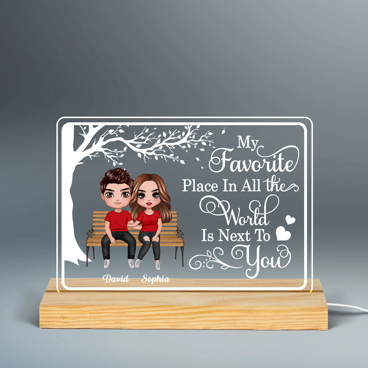 My Favorite Place Sitting Doll Couple Personalized Custom Shape LED Night Light LED Lamp - Image 3