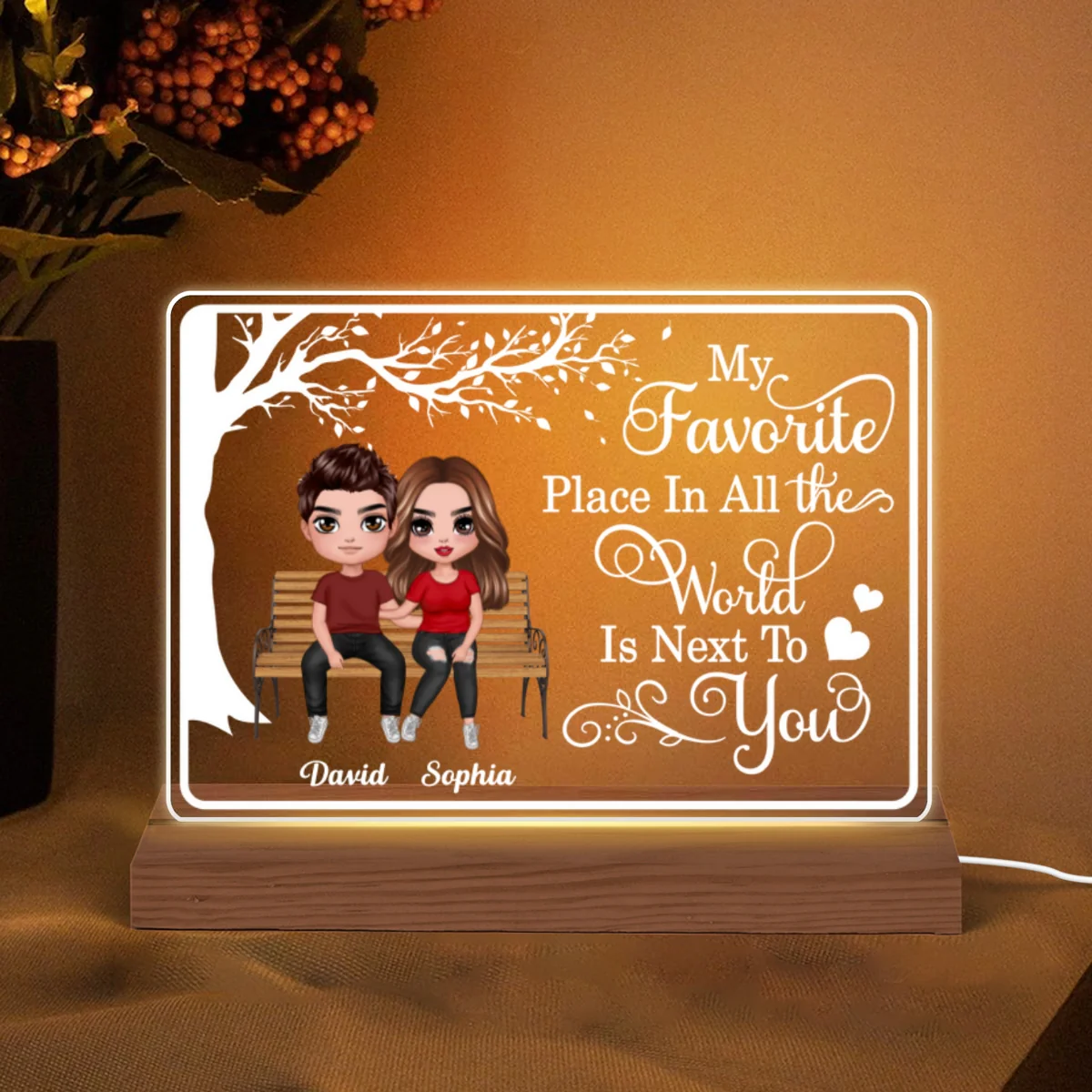 My Favorite Place Sitting Doll Couple Personalized Custom Shape LED Night Light LED Lamp - Image 5