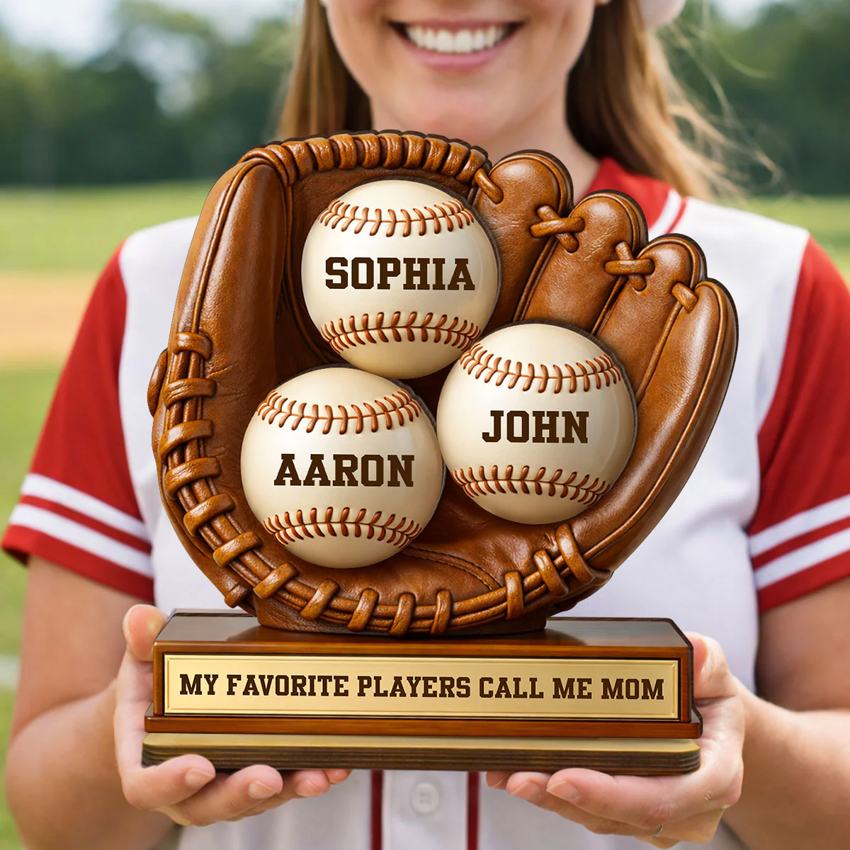 My Favorite Players Call Me Mom - Personalized 2-Layered Wooden Plaque - Sentimental Keepsake, Mother's Day Gift for Mom, Wife - Image 4