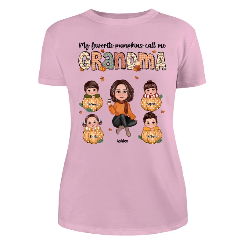 My Favorite Pumpkins Call Me Grandma Mom Personalized Shirt - Image 11