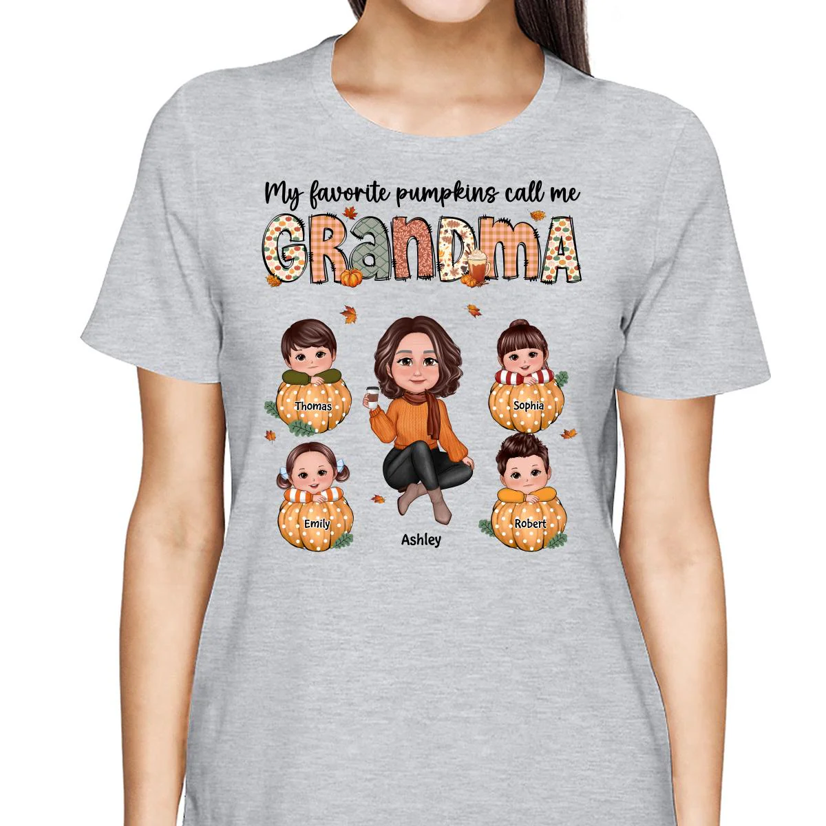 My Favorite Pumpkins Call Me Grandma Mom Personalized Shirt - Image 2