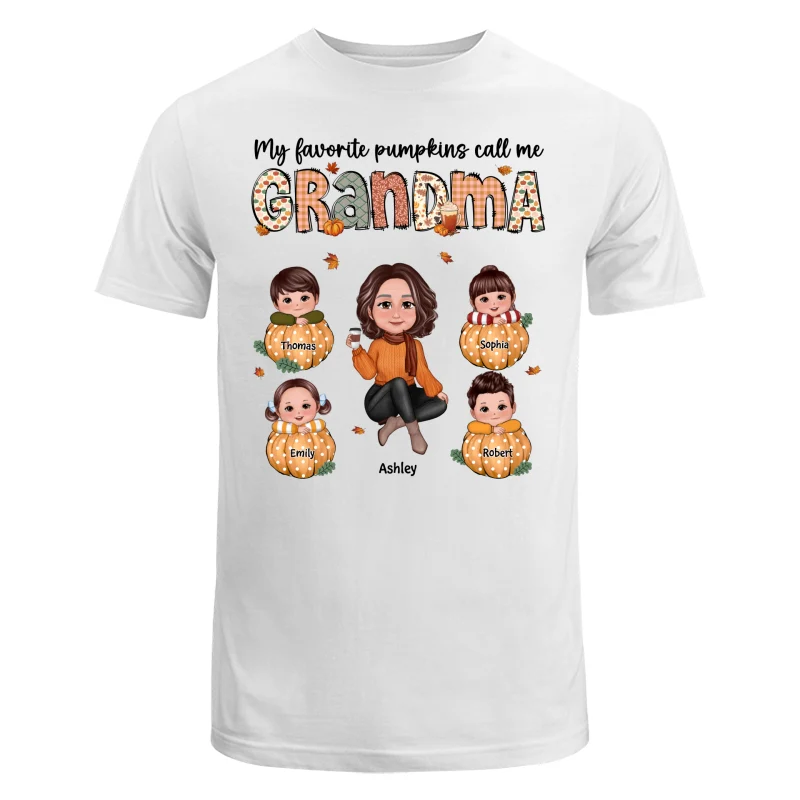 My Favorite Pumpkins Call Me Grandma Mom Personalized Shirt - Image 5