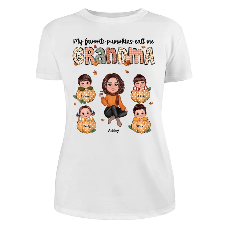 My Favorite Pumpkins Call Me Grandma Mom Personalized Shirt - Image 9