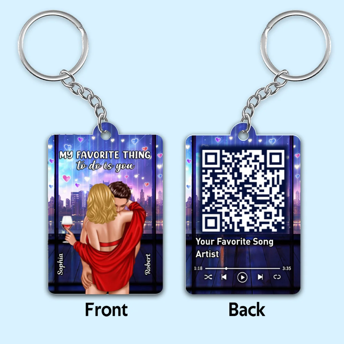 My Favorite Thing To Do Is You Couple Favorite Song Scannable QR Code Personalized Acrylic Keychain - Image 5