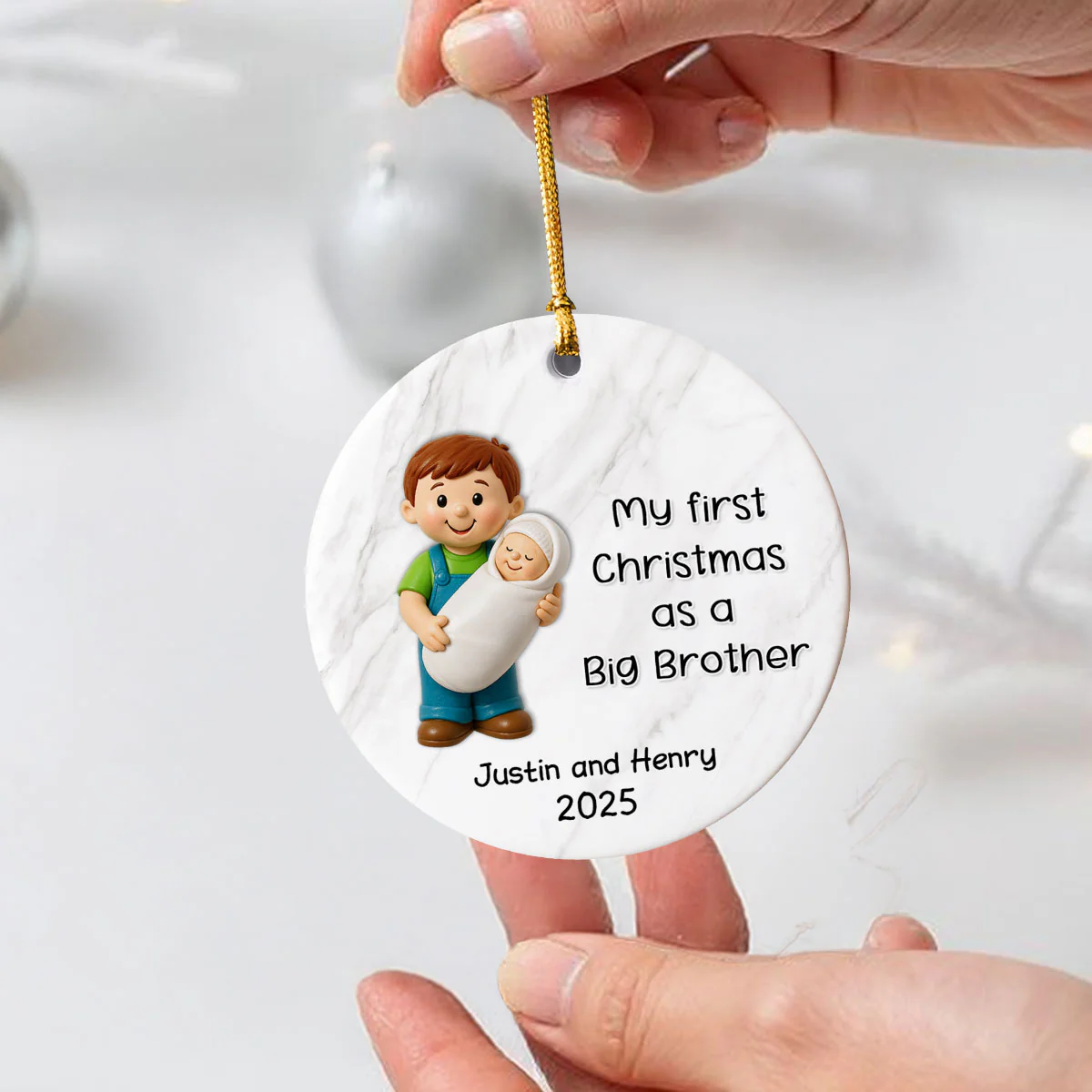 My First Christmas As Big Sister Big Brother - Personalized Ceramic Ornament - Proud New Big Siblings Gift - Image 7