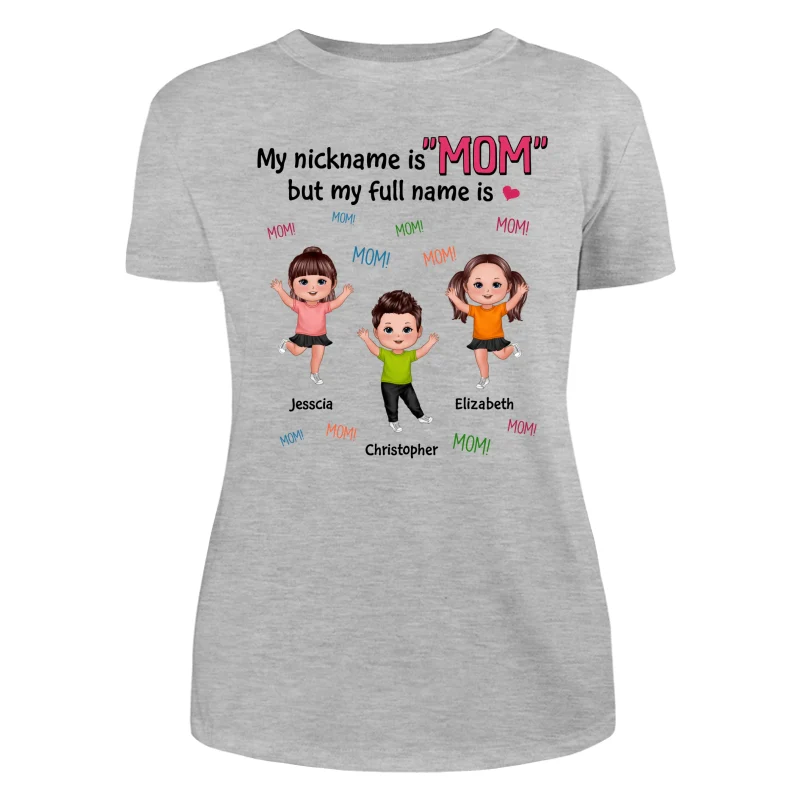 My Full Name Is Mom Mom Mom Dancing Doll Kids Personalized Shirt - Image 10