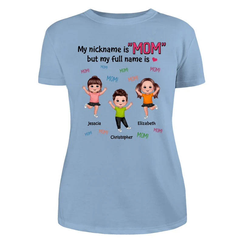 My Full Name Is Mom Mom Mom Dancing Doll Kids Personalized Shirt - Image 12