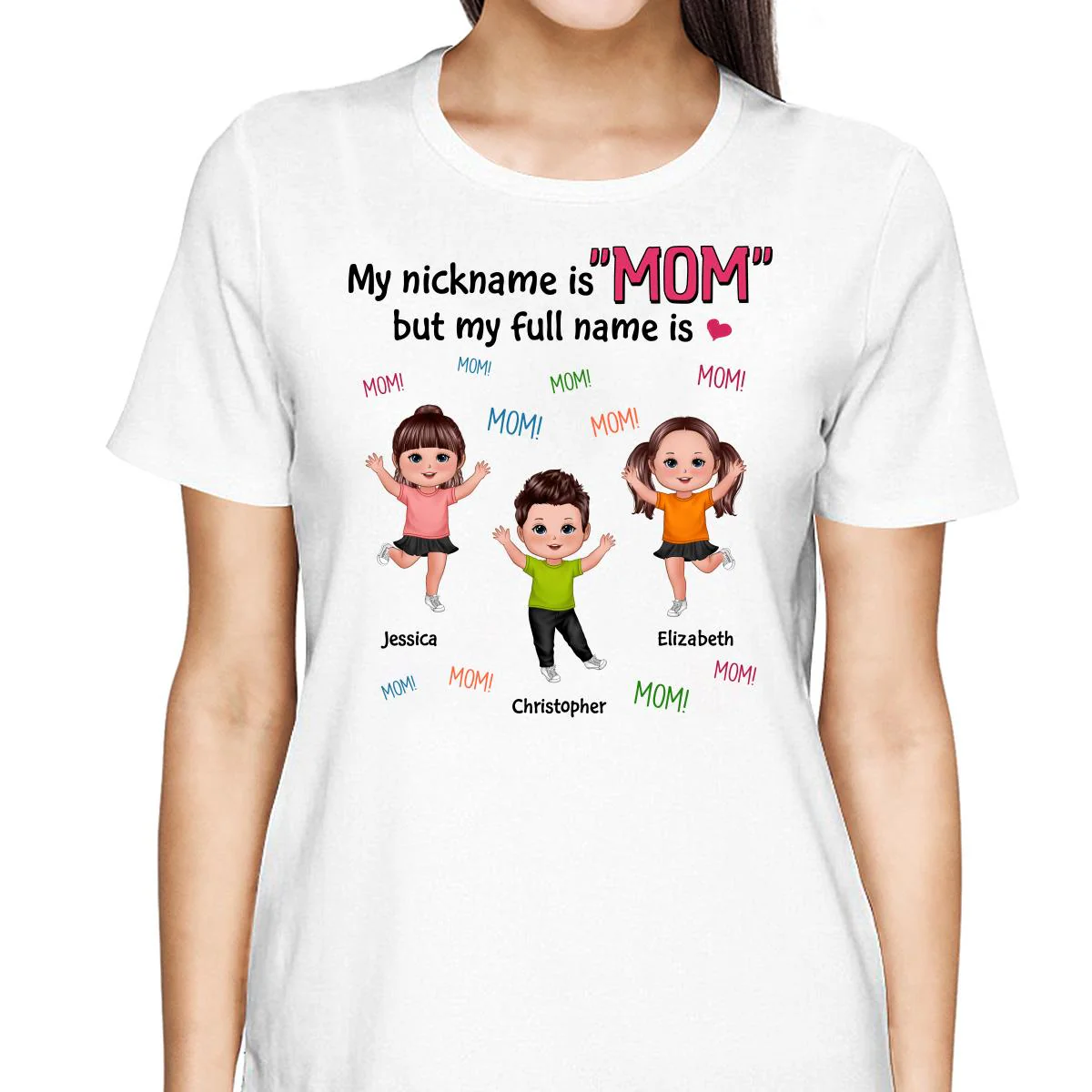 My Full Name Is Mom Mom Mom Dancing Doll Kids Personalized Shirt - Image 2