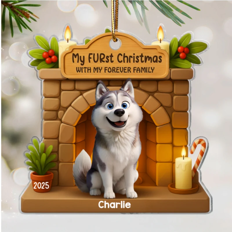 My FURst Christmas With Forever Family Cute Dog - Personalized Acrylic Ornament - Celebrate 1st Christmas Ornament Dog Lover - Image 8