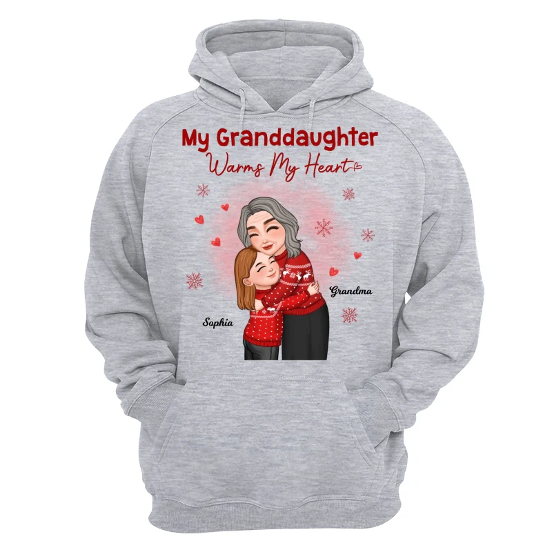My Granddaughter Grandson Warms My Heart Grandma Grandkid Hugging Personalized Shirt - Image 14