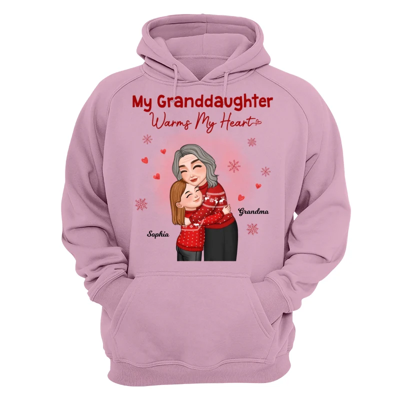 My Granddaughter Grandson Warms My Heart Grandma Grandkid Hugging Personalized Shirt - Image 15
