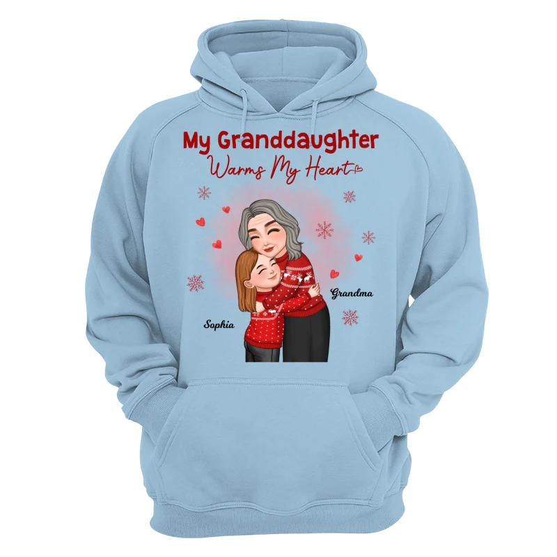My Granddaughter Grandson Warms My Heart Grandma Grandkid Hugging Personalized Shirt - Image 16