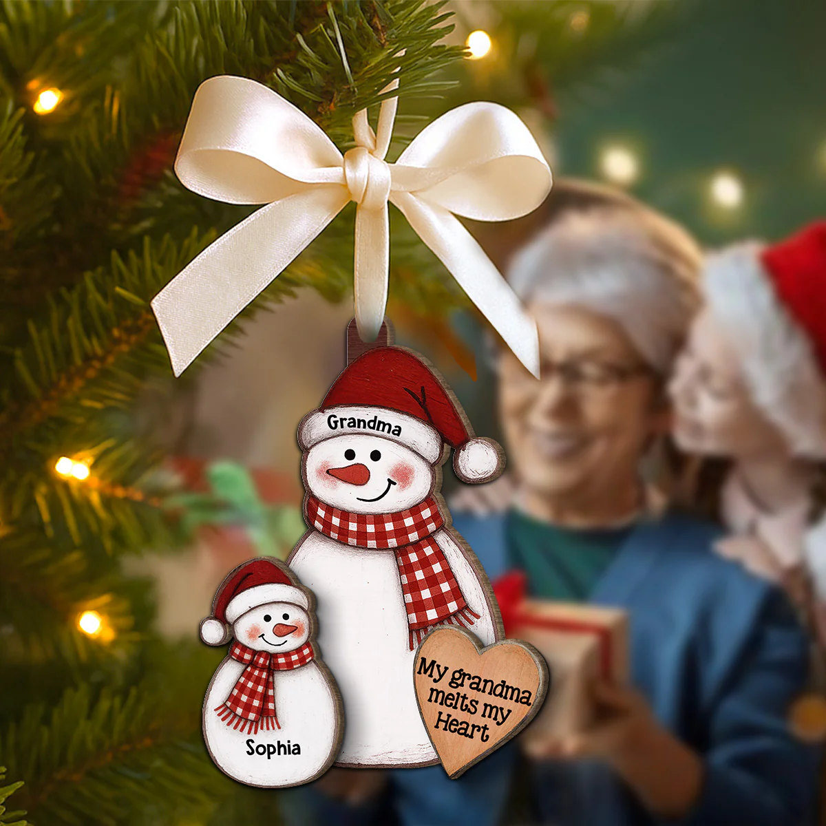 My Grandkid Melts My Heart - Personalized 2-Layer Wooden Ornament - Christmas Gift For Granddaughter, Grandson - Image 2