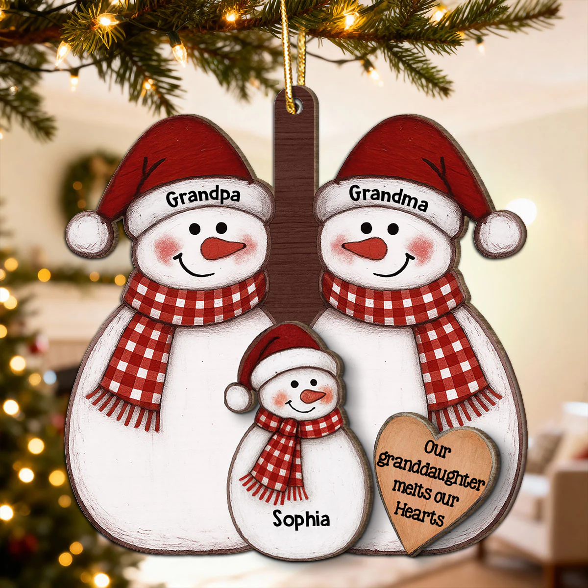 My Grandkid Melts My Heart - Personalized 2-Layer Wooden Ornament - Christmas Gift For Granddaughter, Grandson - Image 4