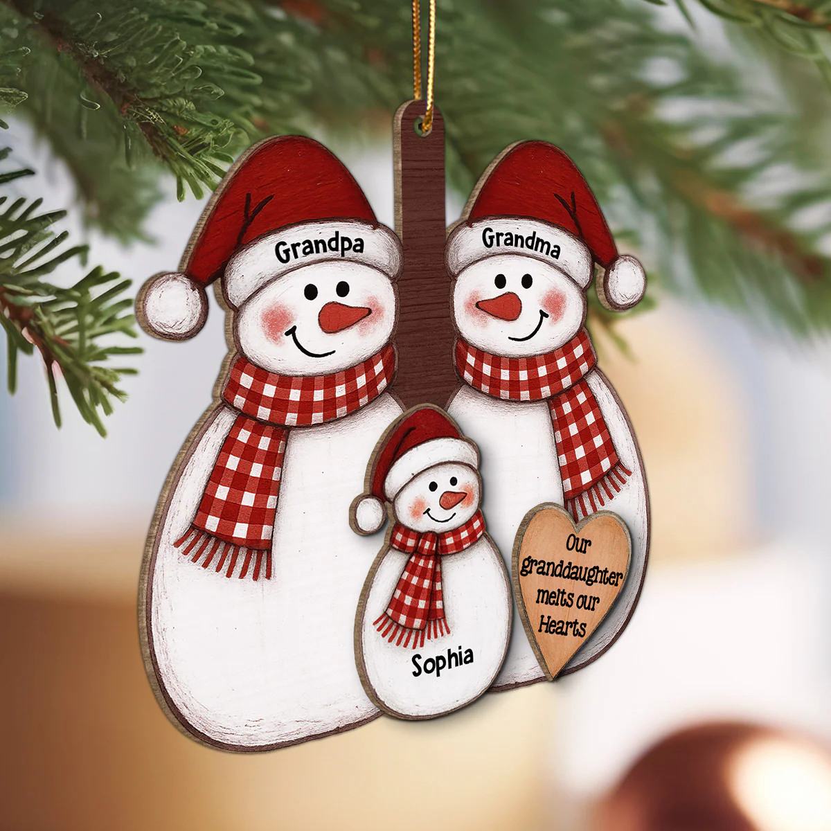 My Grandkid Melts My Heart - Personalized 2-Layer Wooden Ornament - Christmas Gift For Granddaughter, Grandson - Image 5