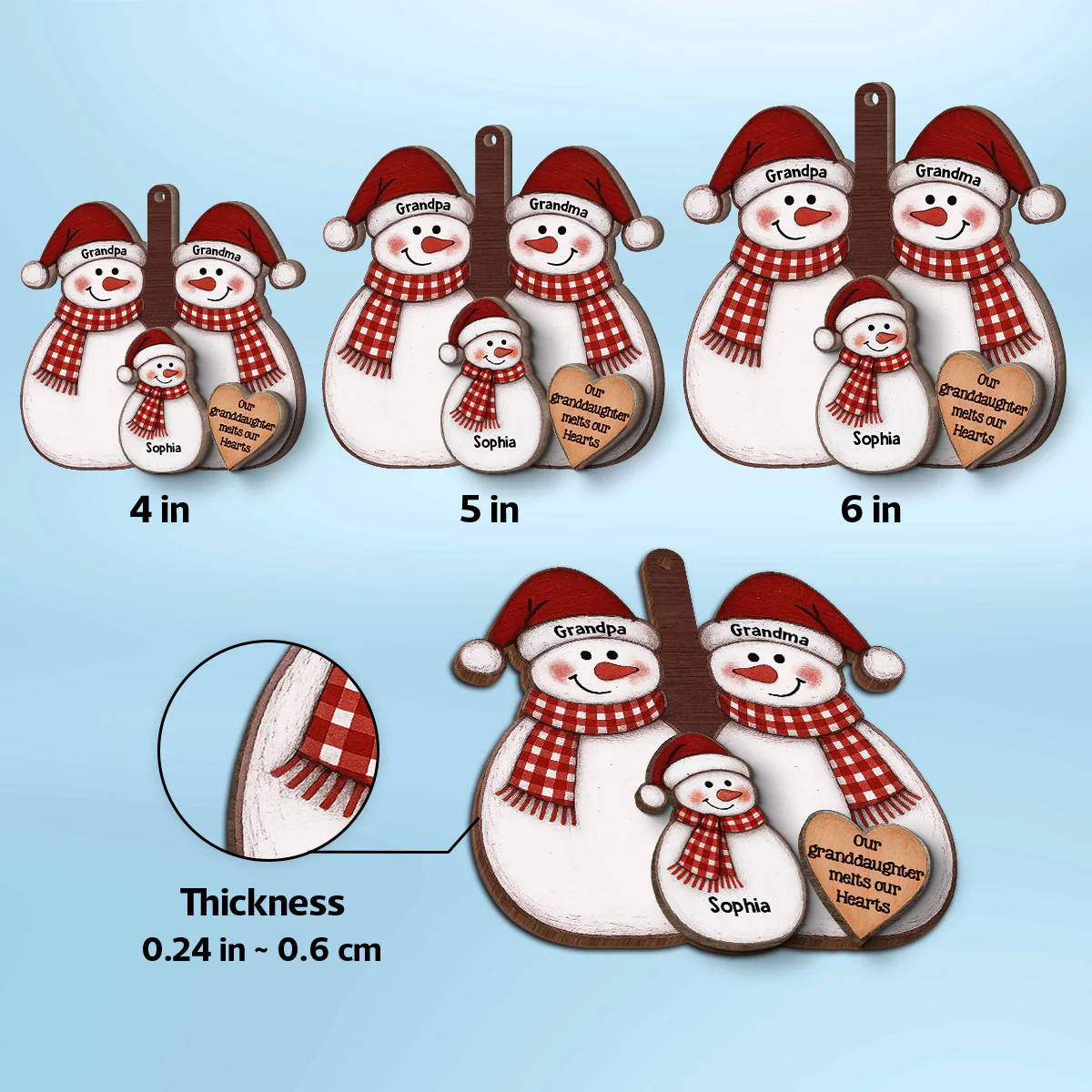 My Grandkid Melts My Heart - Personalized 2-Layer Wooden Ornament - Christmas Gift For Granddaughter, Grandson - Image 7