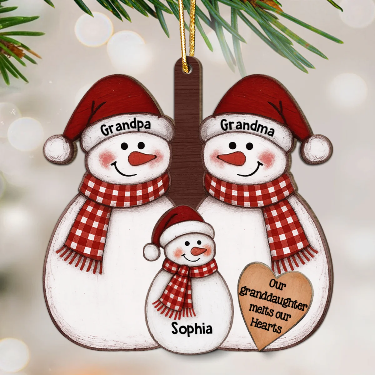 My Grandkid Melts My Heart - Personalized 2-Layer Wooden Ornament - Christmas Gift For Granddaughter, Grandson - Image 9
