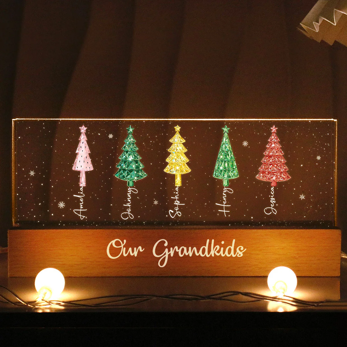 My Grandkids 3D Crystal Effect Christmas Tree - Personalized Acrylic Block Plaque LED Night Light - Christmas Gift for Grandma - Image 5