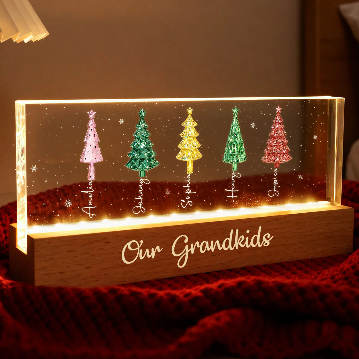 My Grandkids 3D Crystal Effect Christmas Tree - Personalized Acrylic Block Plaque LED Night Light - Christmas Gift for Grandma - Image 6