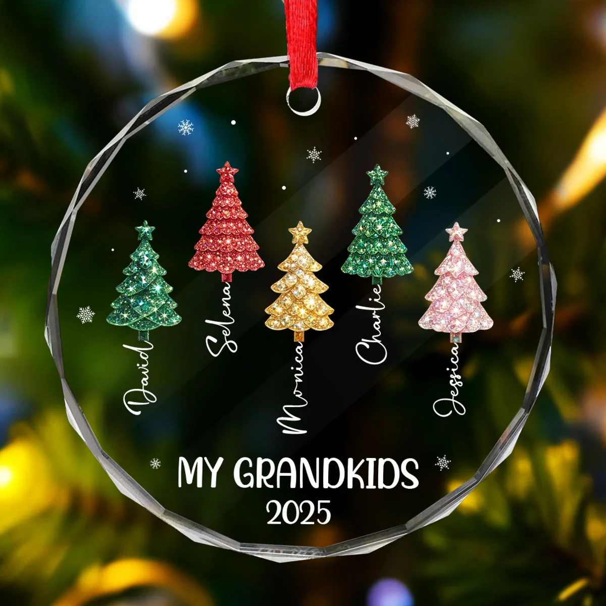My Grandkids 3D Crystal Effect Christmas Tree - Personalized Glass Ornament - Christmas Gift for Grandma - Image 2