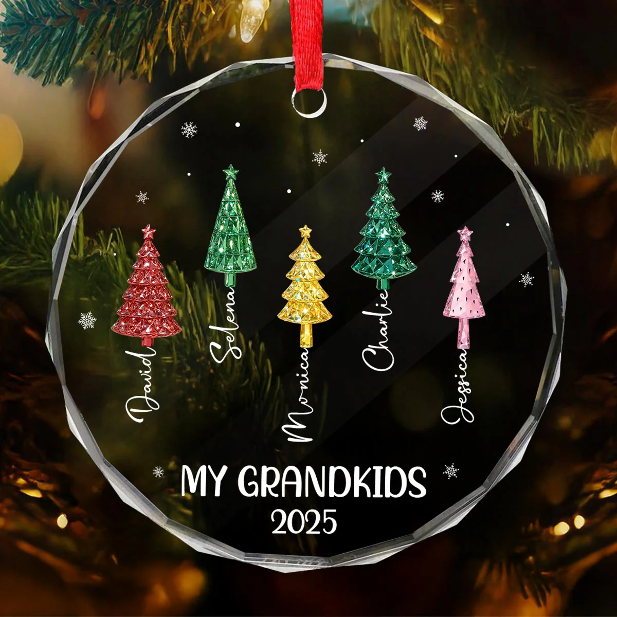 My Grandkids Christmas Tree 3D Crystal Effect - Personalized Glass Ornament - Christmas Gift for Grandma - Image 2