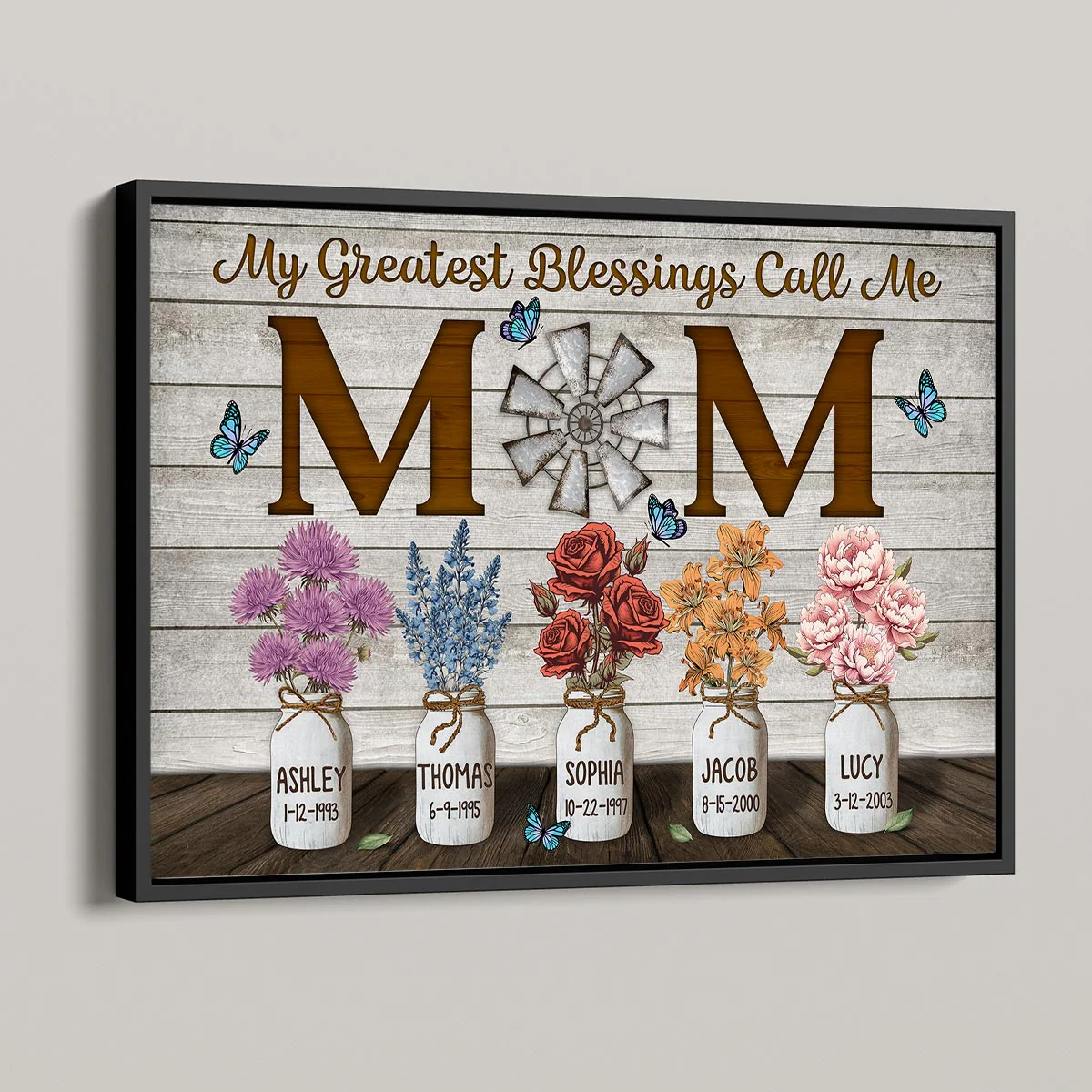 My Greatest Blessing Call Me Mom Rustic Personalized Horizontal Poster - Image 4