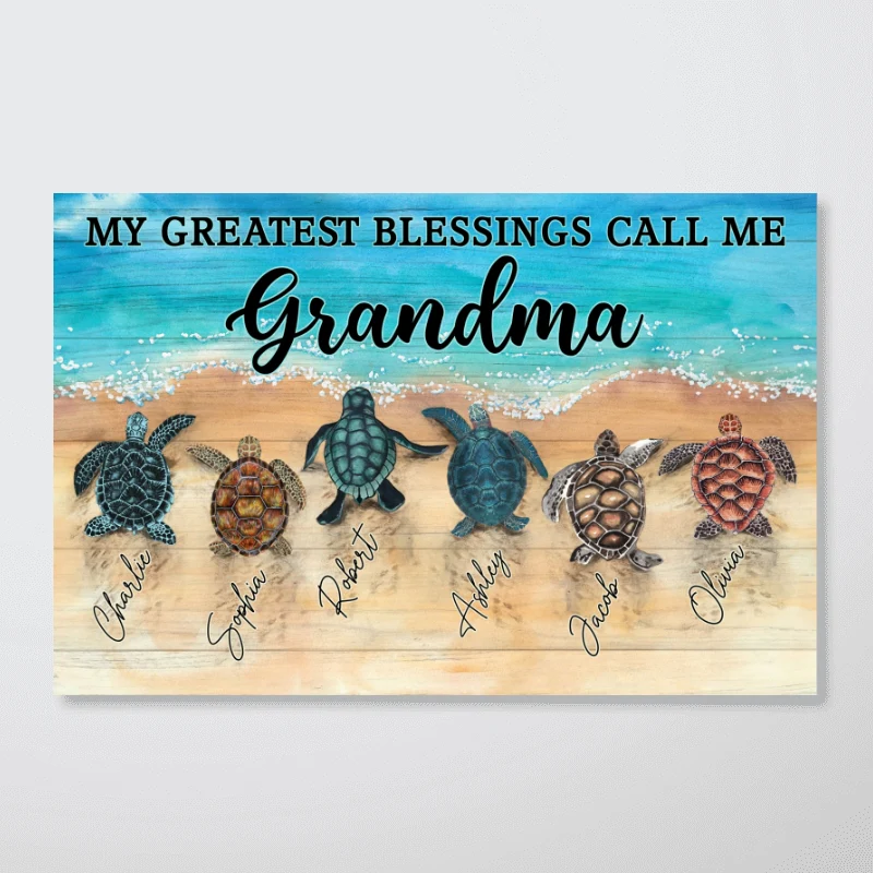 My Greatest Blessings Call Me Grandma Turtles Personalized Horizontal Poster - Image 6