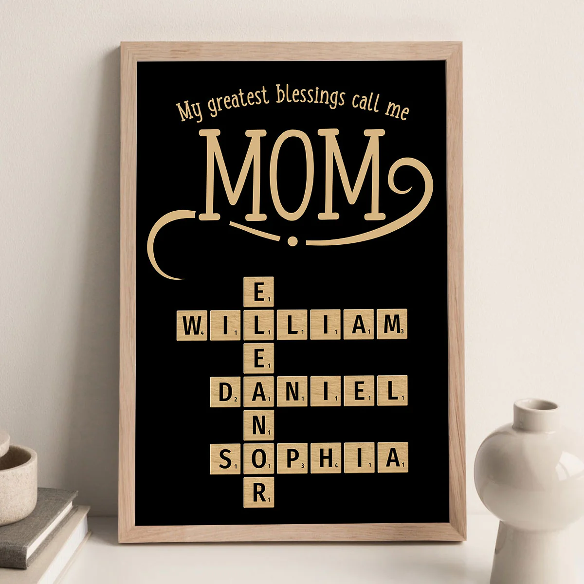 My Greatest Blessings Call Me Mom Grandma Personalized Poster, Crossword Puzzle Art, Gift for Mom Grandma - Image 6