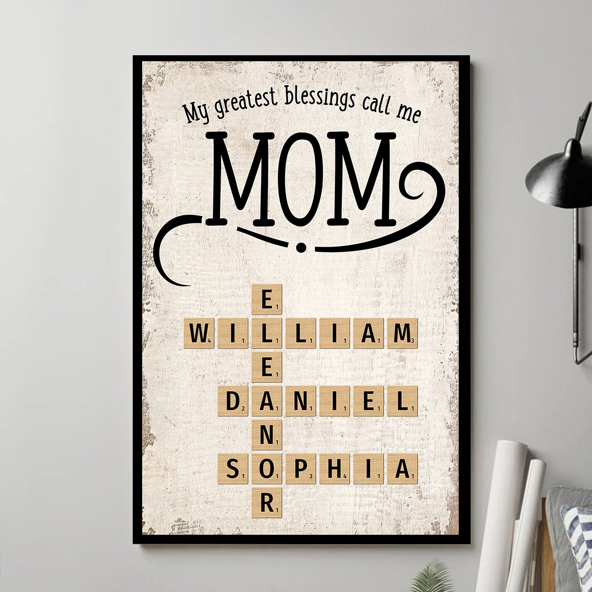 My Greatest Blessings Call Me Mom Grandma Personalized Poster, Crossword Puzzle Art, Gift for Mom Grandma - Image 7