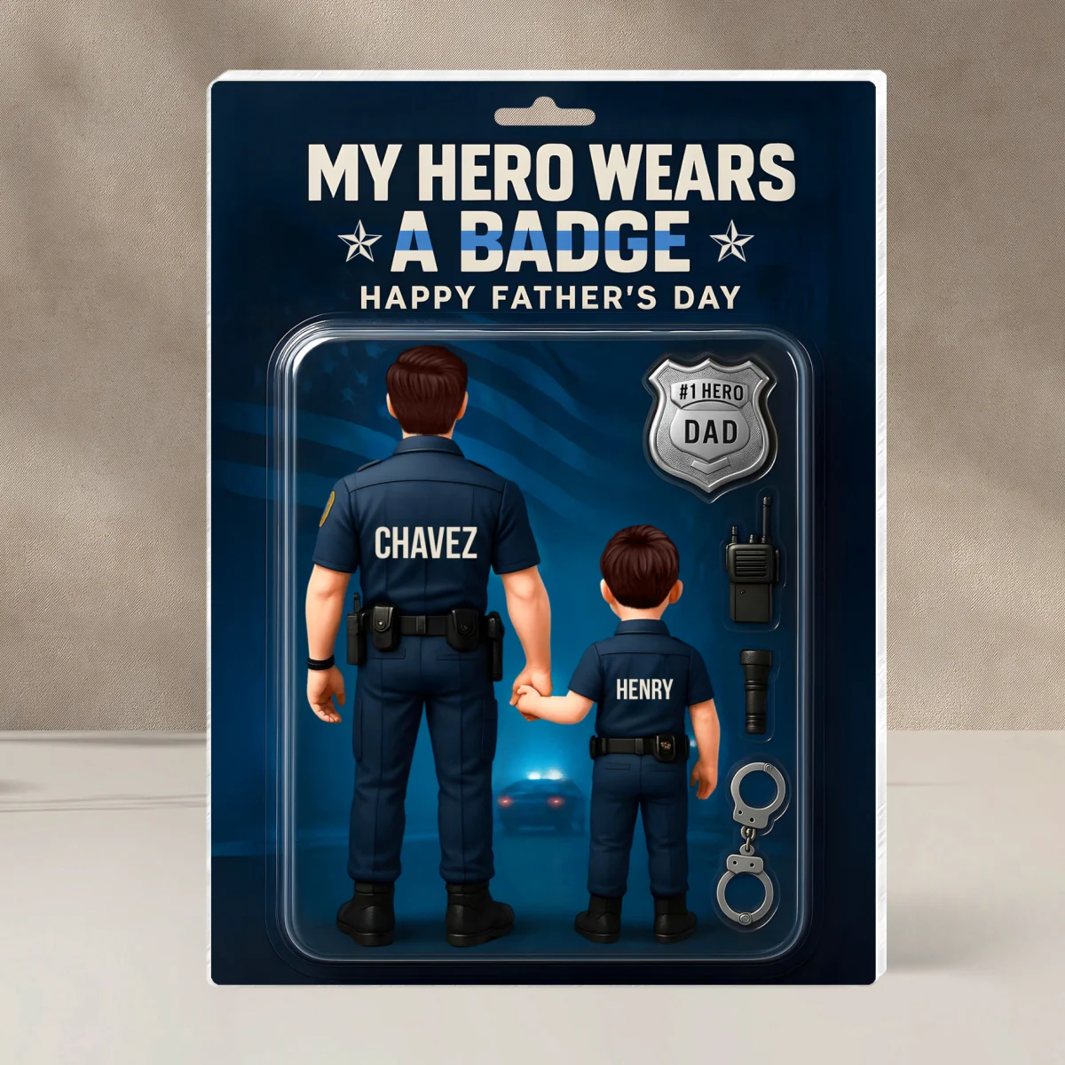 My Hero Wears A Badge Police Dad, Custom Figure Personalized Acrylic Block Plaque, Gift for Dad, Gift for Husband - Image 11