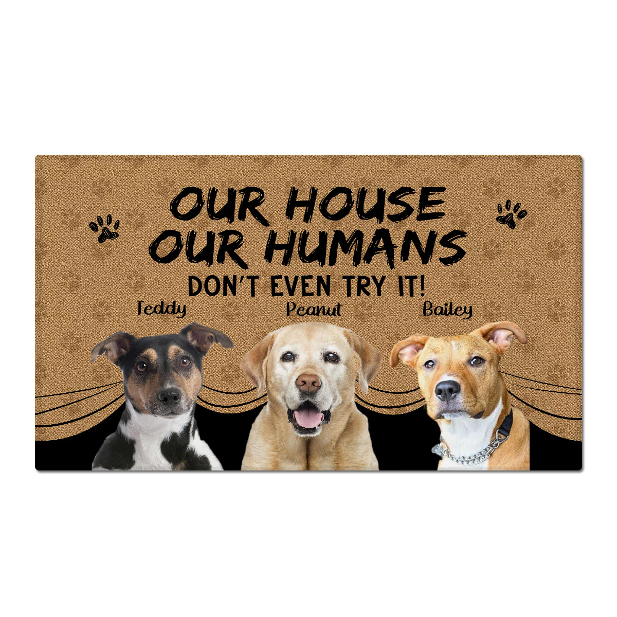 My House My Humans Don‘t Even Try Dog Cat Pet Photo Personalized Doormat - Image 2