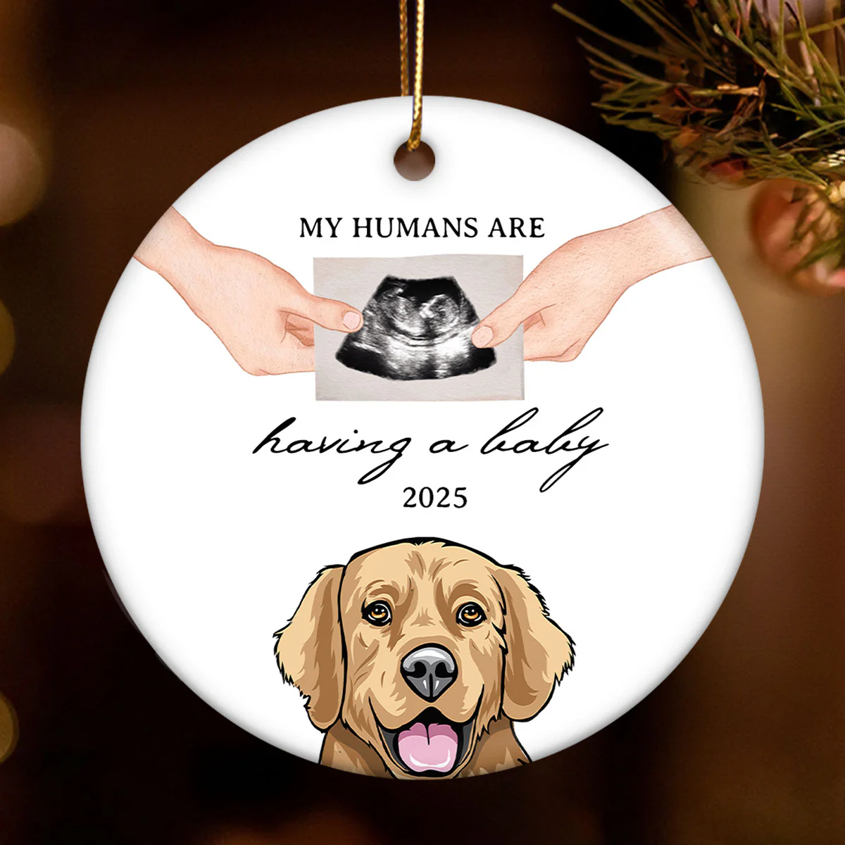 My Human Having A Baby, Personalized Pregnancy Announcement Ornament with Dogs Cats, Expecting Family Christmas Keepsake, Custom Gift - Image 2